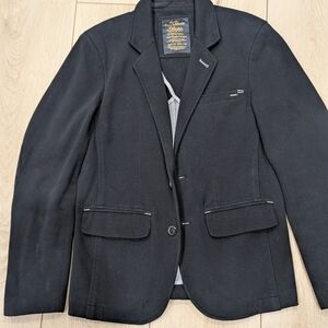 Pull & Bear Black and Gray Blazer Jacket Size M With Elbow Patches